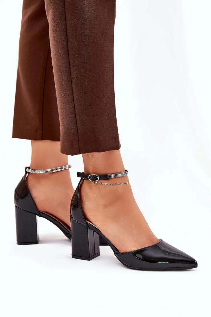 Boto Czółenka Na Słupku|Czółenka Klasyczne*Lakierowane Czółenka Ze Szpiczastymi Noskami Na Słupku Czarne Nossabel