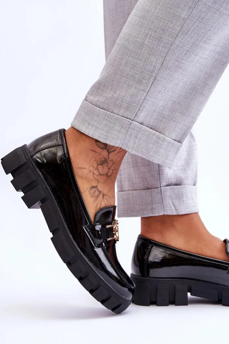 Damskie Buty damskie Vinceza Lakierowane Damskie Mokasyny Czarne Sanvi