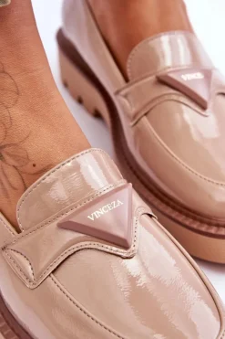 Damskie Buty damskie Vinceza Lakierowane Damskie Mokasyny Na Platformie Z Ozdobą Beżowe Jonett