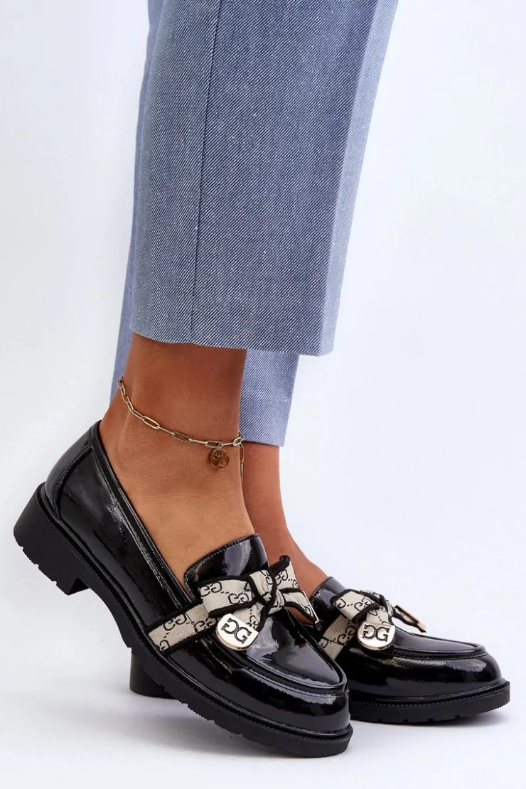 Damskie buty S.Barski Mokasyny Damskie Lakierowane*Lakierowane Damskie Półbuty Mokasyny S.Barski HY330A Czarne