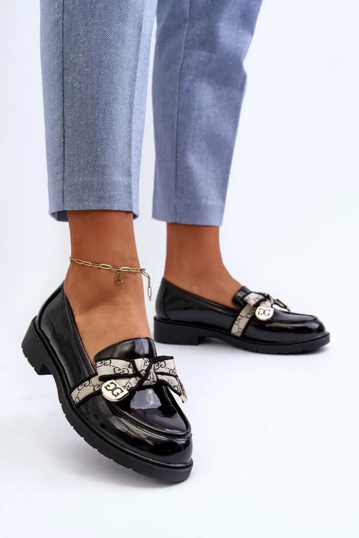 Damskie buty S.Barski Mokasyny Damskie Lakierowane*Lakierowane Damskie Półbuty Mokasyny S.Barski HY330A Czarne