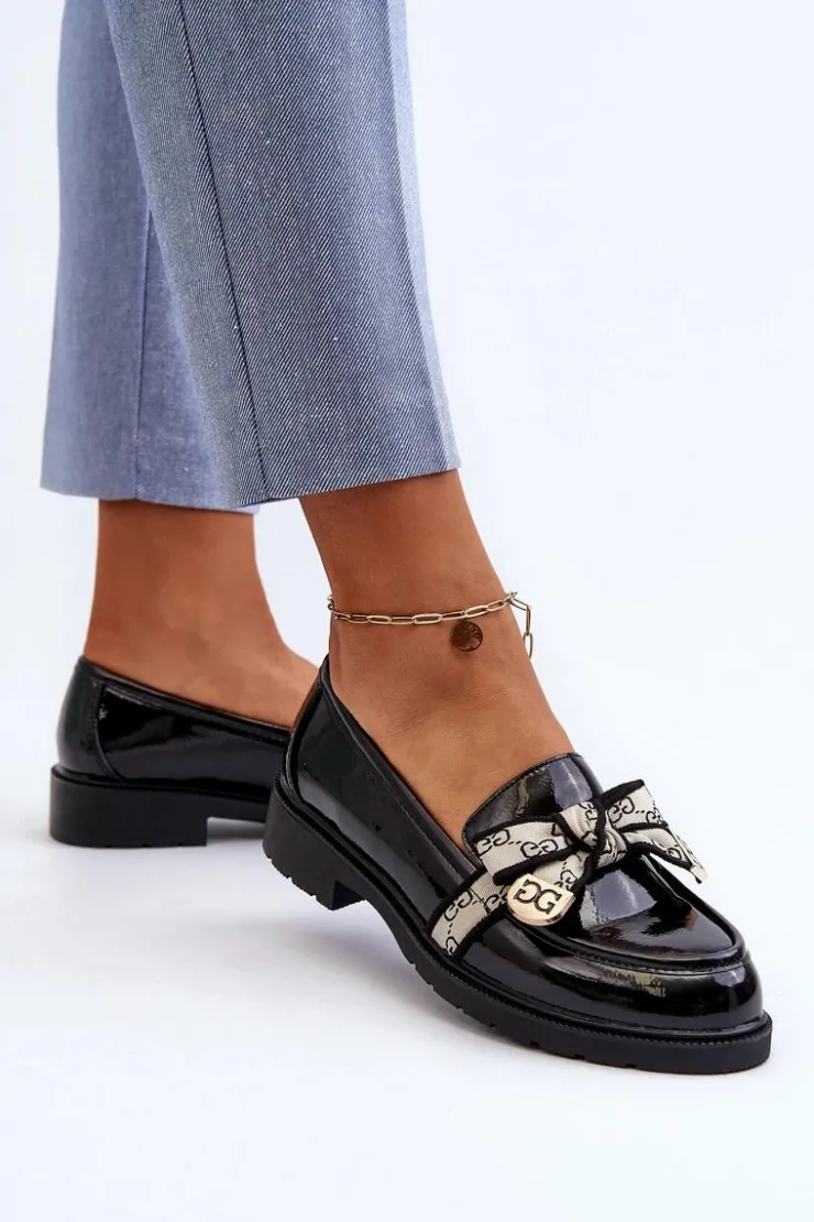 Damskie buty S.Barski Mokasyny Damskie Lakierowane*Lakierowane Damskie Półbuty Mokasyny S.Barski HY330A Czarne