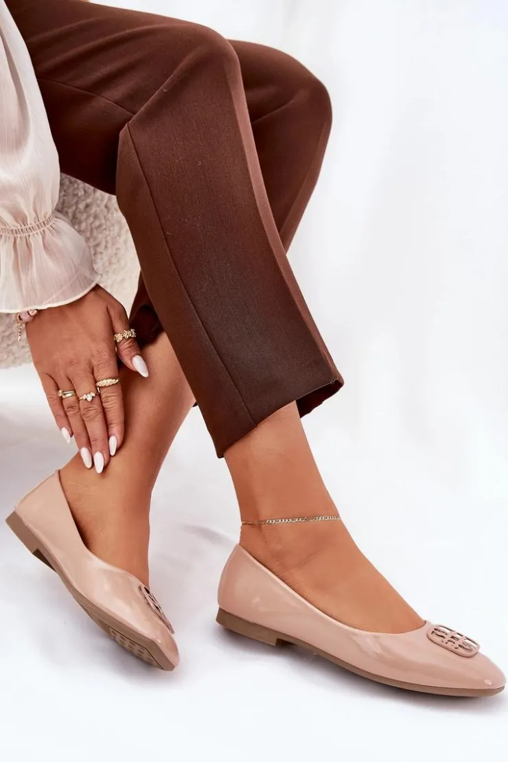 Buty damskie Vinceza Baleriny Skórzane|Baleriny Klasyczne*Lakierowane Eleganckie Baleriny Damskie Z Ozdobnym Detalem Vinceza 17377 Beżowe Beżowy