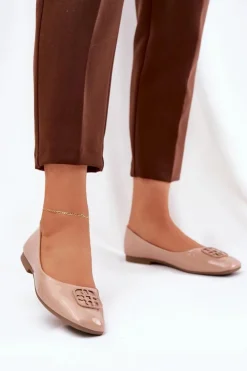 Buty damskie Vinceza Baleriny Skórzane|Baleriny Klasyczne*Lakierowane Eleganckie Baleriny Damskie Z Ozdobnym Detalem Vinceza 17377 Beżowe Beżowy