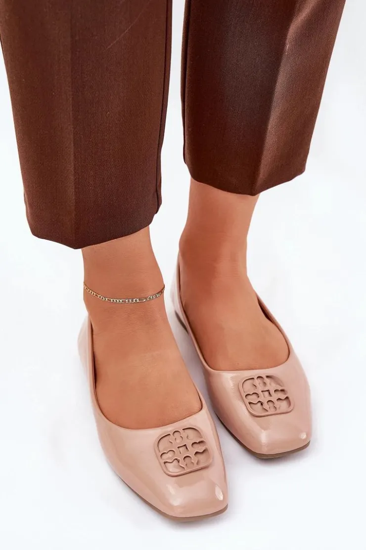 Buty damskie Vinceza Baleriny Skórzane|Baleriny Klasyczne*Lakierowane Eleganckie Baleriny Damskie Z Ozdobnym Detalem Vinceza 17377 Beżowe Beżowy