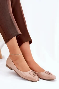 Buty damskie Vinceza Baleriny Skórzane|Baleriny Klasyczne*Lakierowane Eleganckie Baleriny Damskie Z Ozdobnym Detalem Vinceza 17377 Beżowe Beżowy