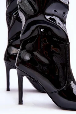 Boto Kozaki Przed Kolano|Kozaki Na Obcasie*Lakierowane Kozaki Na Szpilce Czarne Melisandra