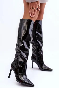 Boto Kozaki Przed Kolano|Kozaki Na Obcasie*Lakierowane Kozaki Na Szpilce Czarne Melisandra