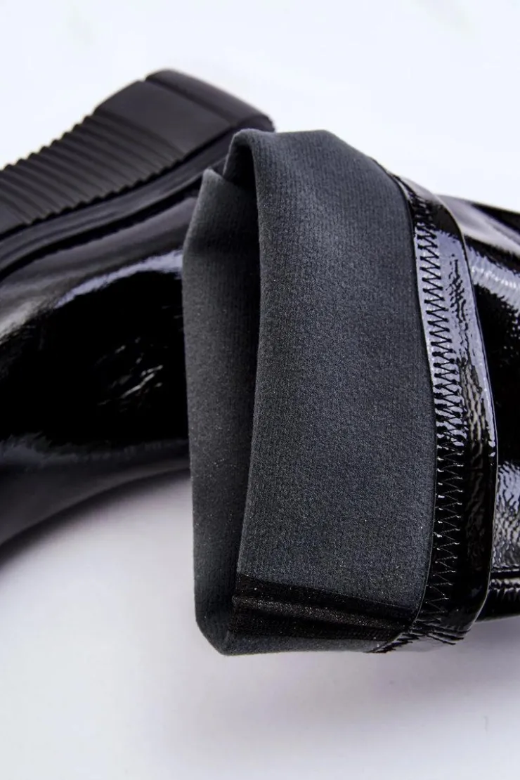 Boto Kozaki Na Koturnie|Kozaki Przed Kolano*Lakierowane Kozaki Przed Kolano Na Platformie Czarne Spectrum