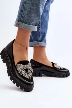 Laura Messi Półbuty Lakierowane|Półbuty Skórzane*Lakierowane Mokasyny Damskie 2785 Czarne