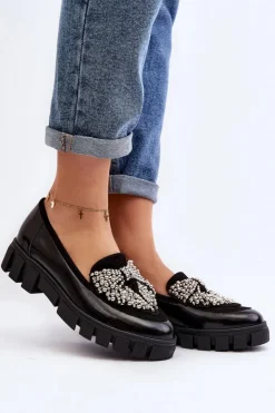 Laura Messi Półbuty Lakierowane|Półbuty Skórzane*Lakierowane Mokasyny Damskie 2785 Czarne