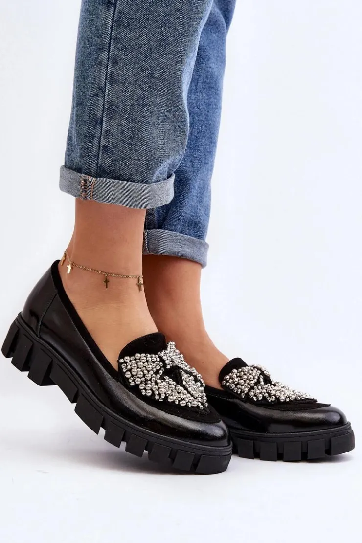 Laura Messi Półbuty Lakierowane|Półbuty Skórzane*Lakierowane Mokasyny Damskie 2785 Czarne