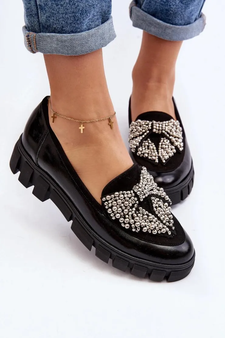 Laura Messi Półbuty Lakierowane|Półbuty Skórzane*Lakierowane Mokasyny Damskie 2785 Czarne