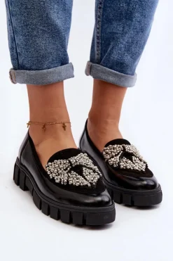 Laura Messi Półbuty Lakierowane|Półbuty Skórzane*Lakierowane Mokasyny Damskie 2785 Czarne