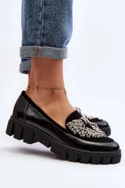 Laura Messi Półbuty Lakierowane|Półbuty Skórzane*Lakierowane Mokasyny Damskie 2785 Czarne