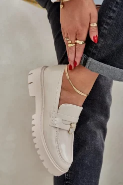 Damskie Boto Lakierowane Mokasyny Damskie Z Przypinką Miś Beżowe Wulinea