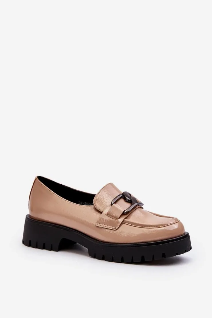 Damskie Buty damskie Vinceza Lakierowane Mokasyny Damskie Beżowe Santtes