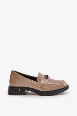 Damskie Buty damskie Vinceza Lakierowane Mokasyny Damskie Ze Skóry Naturalnej Khaki Vinceza 58409