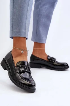 Damskie Damskie buty S.Barski Lakierowane Mokasyny Damskie Z Ozdobą S.Barski HY371A