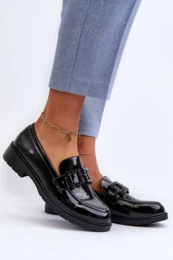 Damskie Damskie buty S.Barski Lakierowane Mokasyny Damskie Z Ozdobą S.Barski HY371A