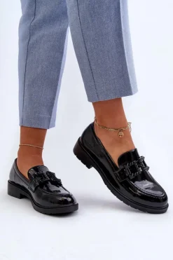 Damskie Damskie buty S.Barski Lakierowane Mokasyny Damskie Z Ozdobą S.Barski HY371A