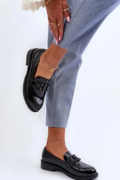 Damskie Damskie buty S.Barski Lakierowane Mokasyny Damskie Z Ozdobą S.Barski HY371A