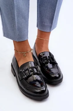 Damskie Damskie buty S.Barski Lakierowane Mokasyny Damskie Z Ozdobą S.Barski HY371A