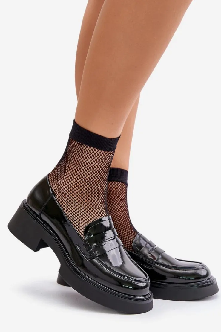 Damskie Damskie buty S.Barski Lakierowane Mokasyny Loafersy Damskie D&A JC42-62 Czarne