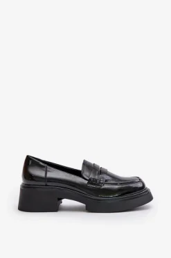 Damskie Damskie buty S.Barski Lakierowane Mokasyny Loafersy Damskie D&A JC42-62 Czarne