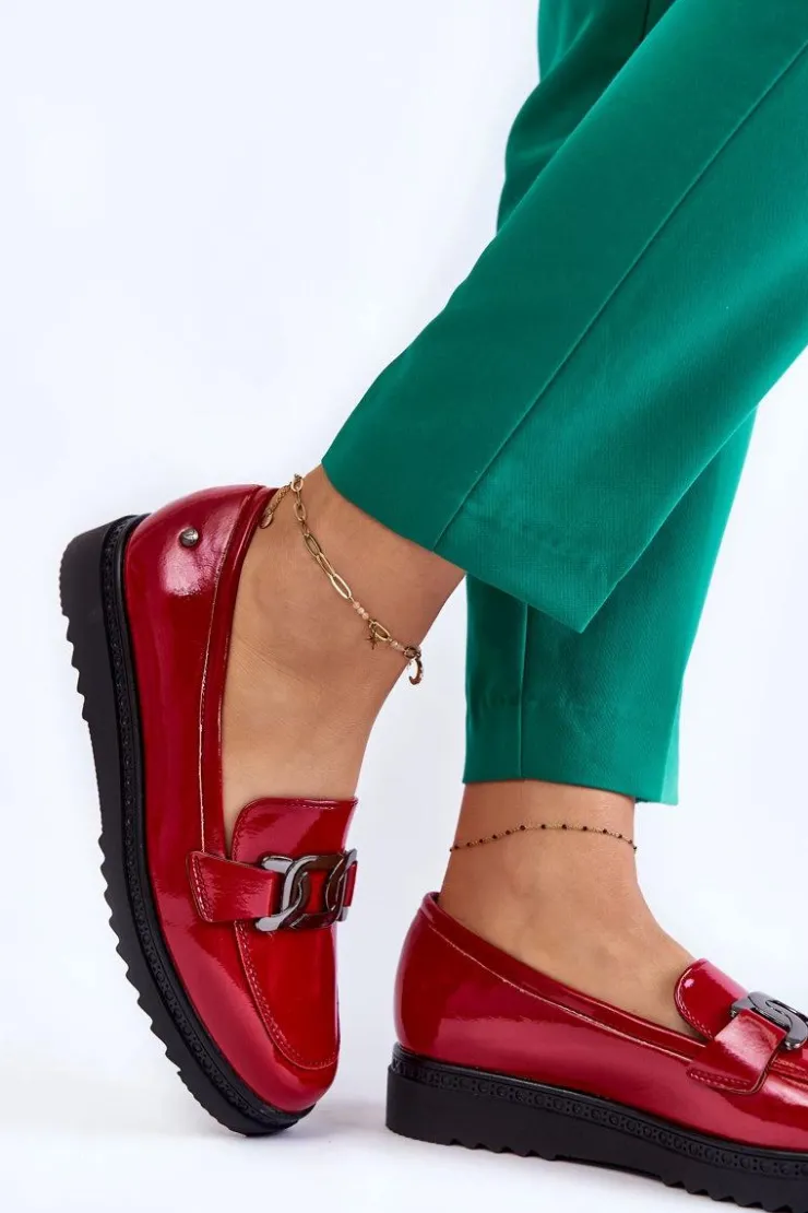 Buty damskie Vinceza Mokasyny Damskie Lakierowane|Mokasyny Na Platformie*Lakierowane Mokasyny Na Platformie Czerwone Abisso