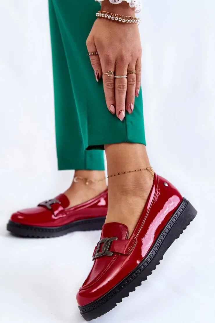 Buty damskie Vinceza Mokasyny Damskie Lakierowane|Mokasyny Na Platformie*Lakierowane Mokasyny Na Platformie Czerwone Abisso