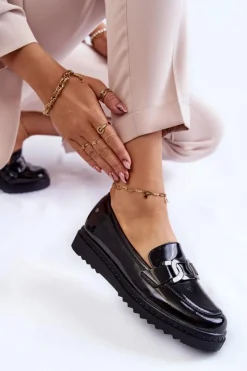 Damskie Buty damskie Vinceza Lakierowane Mokasyny Na Platformie Czarne Abisso