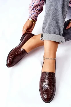 Sale Buty damskie Vinceza Lakierowane Mokasyny W Zwierzęcy Wzór Brązowe Lenie