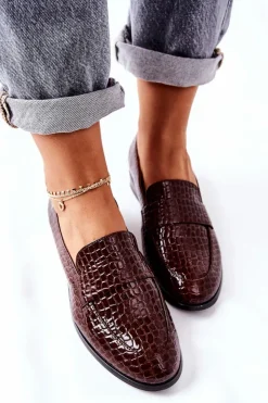 Sale Buty damskie Vinceza Lakierowane Mokasyny W Zwierzęcy Wzór Brązowe Lenie