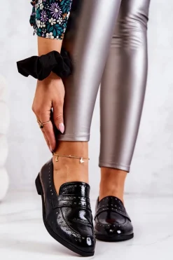 Outlet Boto Lakierowane Mokasyny Z Dżetami La.Fi 210016B-LA Czarne