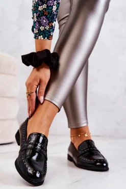 Outlet Boto Lakierowane Mokasyny Z Dżetami La.Fi 210016B-LA Czarne