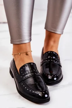 Outlet Boto Lakierowane Mokasyny Z Dżetami La.Fi 210016B-LA Czarne