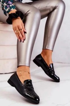 Outlet Boto Lakierowane Mokasyny Z Dżetami La.Fi 210016B-LA Czarne