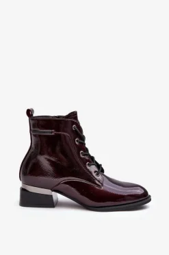 Buty damskie Vinceza Botki Sznurowane|Czarne Botki*Lakierowane Ocieplane Botki Na Suwak Bordowe Achonia