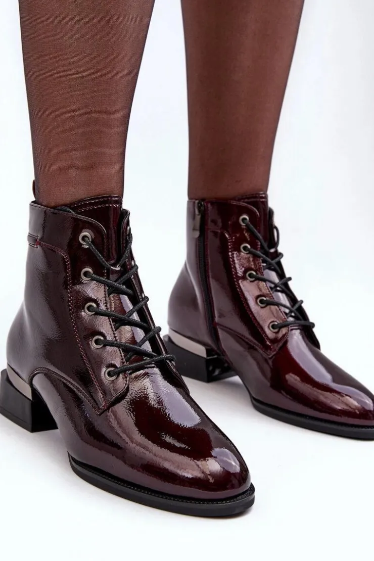 Buty damskie Vinceza Botki Sznurowane|Czarne Botki*Lakierowane Ocieplane Botki Na Suwak Bordowe Achonia