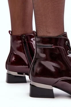 Buty damskie Vinceza Botki Sznurowane|Czarne Botki*Lakierowane Ocieplane Botki Na Suwak Bordowe Achonia