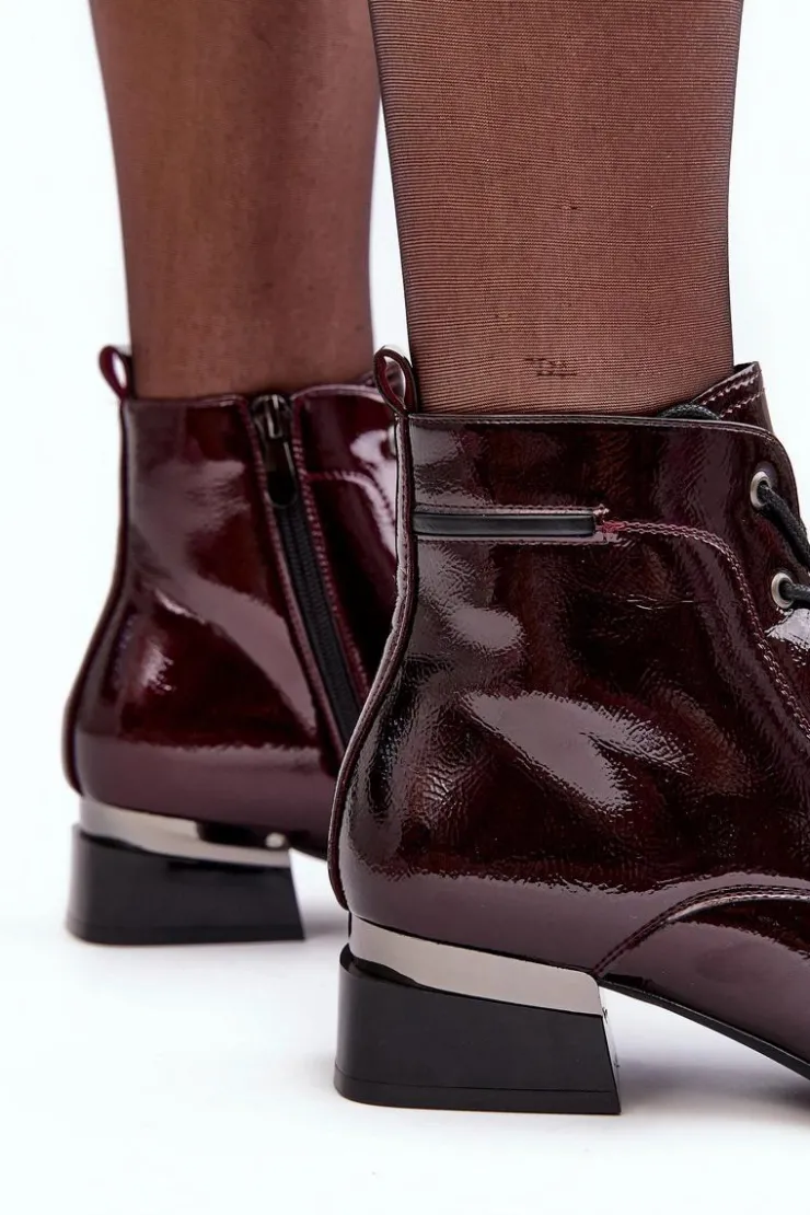 Buty damskie Vinceza Botki Sznurowane|Czarne Botki*Lakierowane Ocieplane Botki Na Suwak Bordowe Achonia