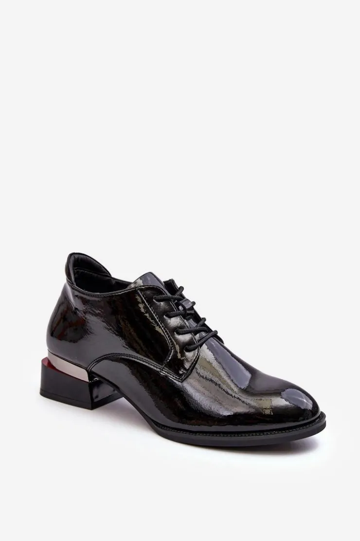 Buty damskie Vinceza Półbuty Lakierowane*Lakierowane Półbuty Damskie Sznurowane Czarne Banosa