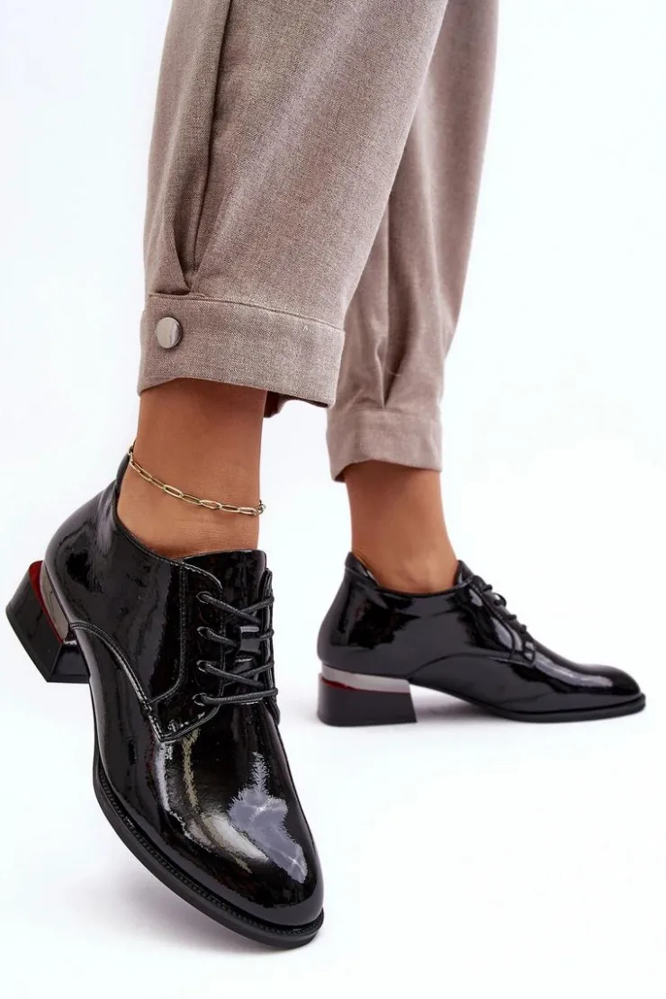 Buty damskie Vinceza Półbuty Lakierowane*Lakierowane Półbuty Damskie Sznurowane Czarne Banosa