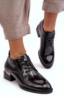 Buty damskie Vinceza Półbuty Lakierowane*Lakierowane Półbuty Damskie Sznurowane Czarne Banosa