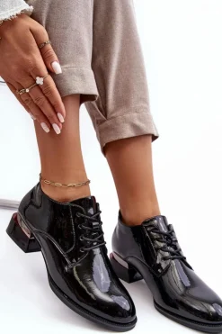 Buty damskie Vinceza Półbuty Lakierowane*Lakierowane Półbuty Damskie Sznurowane Czarne Banosa