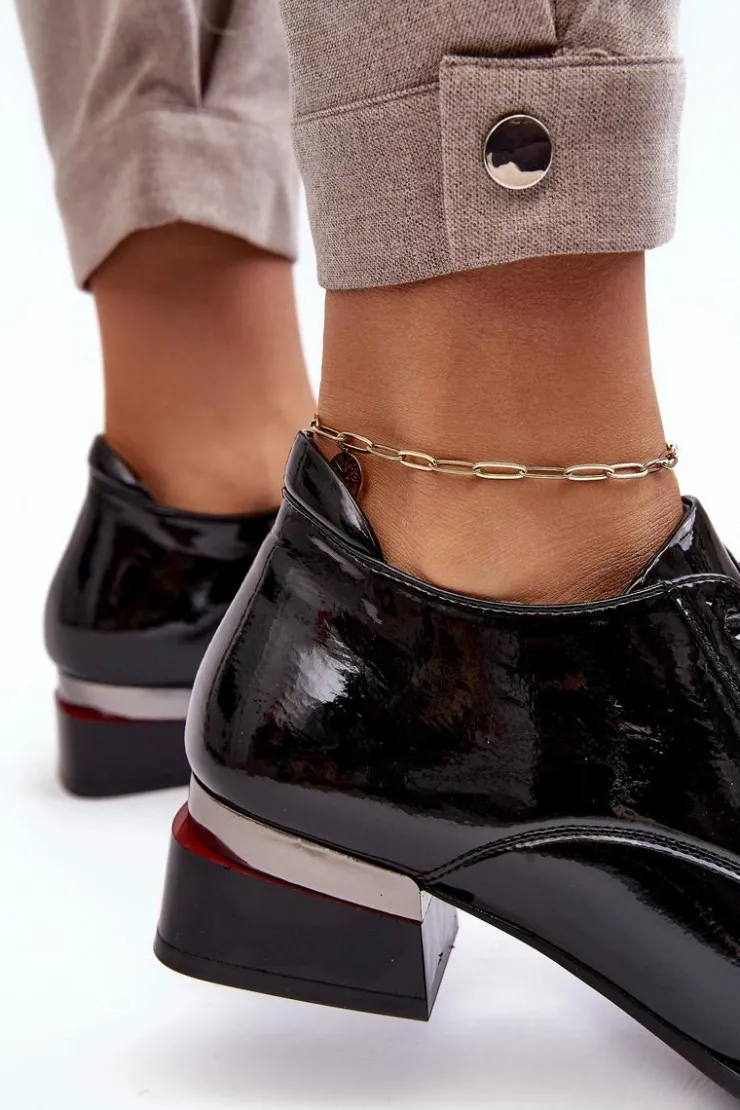 Buty damskie Vinceza Półbuty Lakierowane*Lakierowane Półbuty Damskie Sznurowane Czarne Banosa