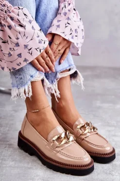 Online Buty damskie Vinceza Lakierowane Półbuty Loafery Na Platformie Beżowe Reidun