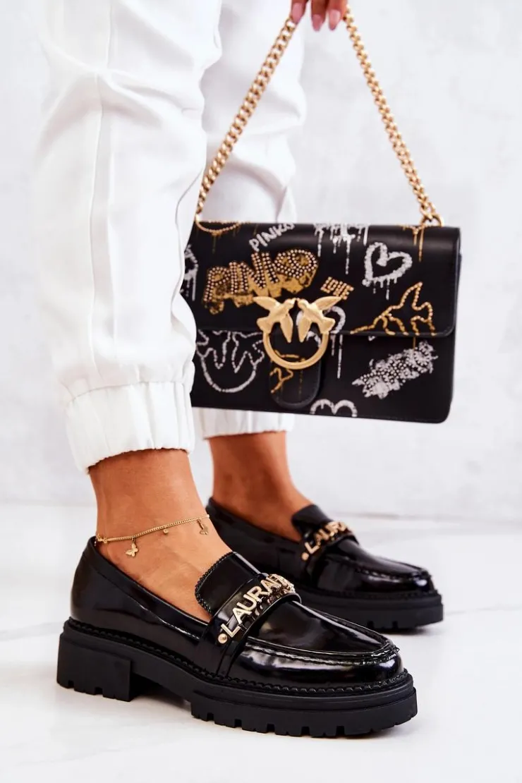 Boto Półbuty Lakierowane|Mokasyny Damskie Lakierowane*Lakierowane Półbuty Loafery La.Fi 210001B-NL Czarne