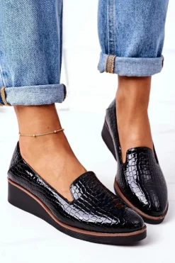 Damskie Buty damskie Vinceza Lakierowane Półbuty Na Koturnie Vinceza 10675 Czarne